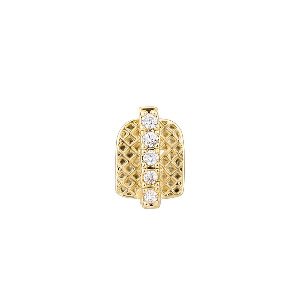 Gold Plated iced out Stripe Tooth