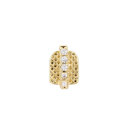 Gold Plated iced out Stripe Tooth