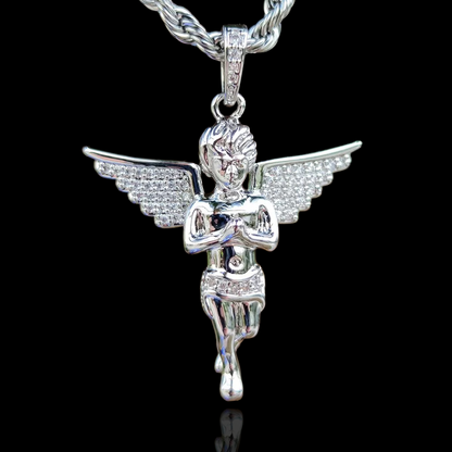 Pendentif Ange Priant Argenté