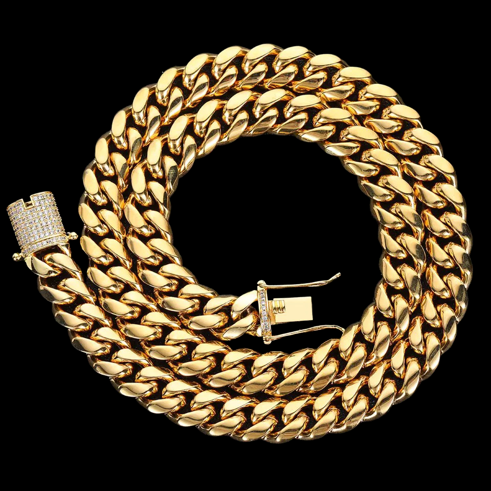 Miami Cuban Iced-Lock Plaqué Or 14 mm