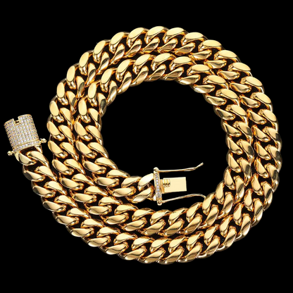 Miami Cuban Iced-Lock Plaqué Or 14 mm