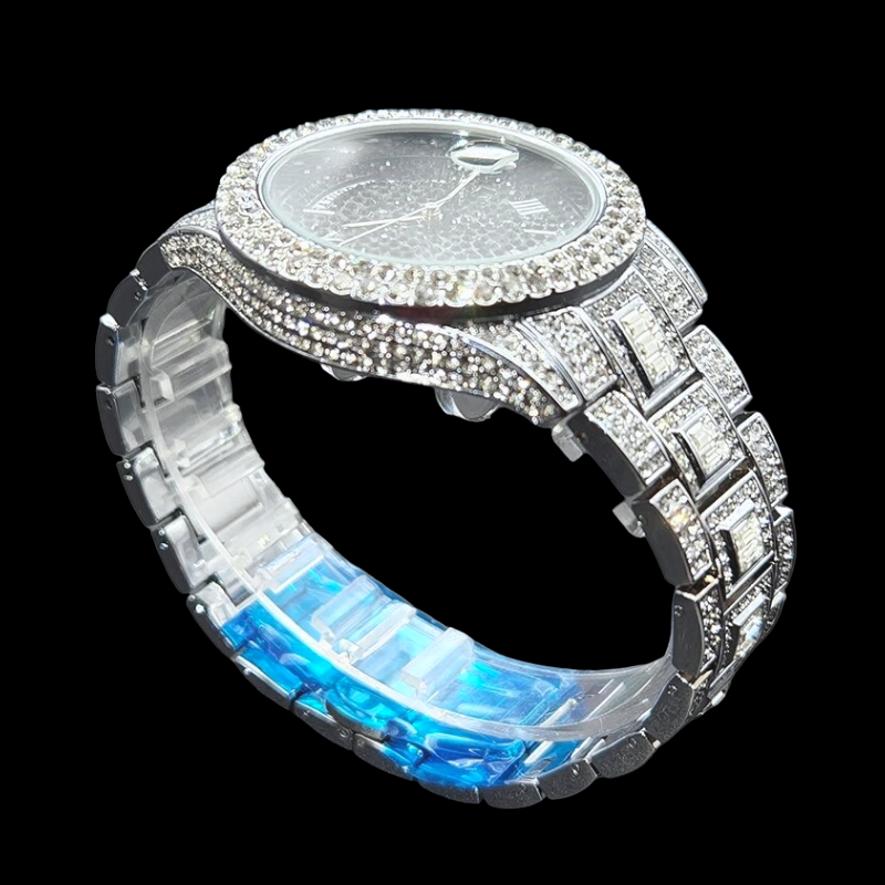 Diamond Day-Date Watch with Black Dial