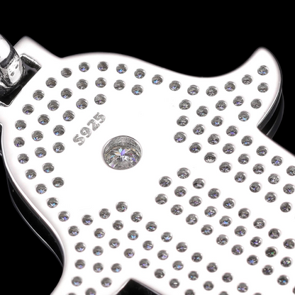 Silver Moissanite Diamond Hamsa Hand