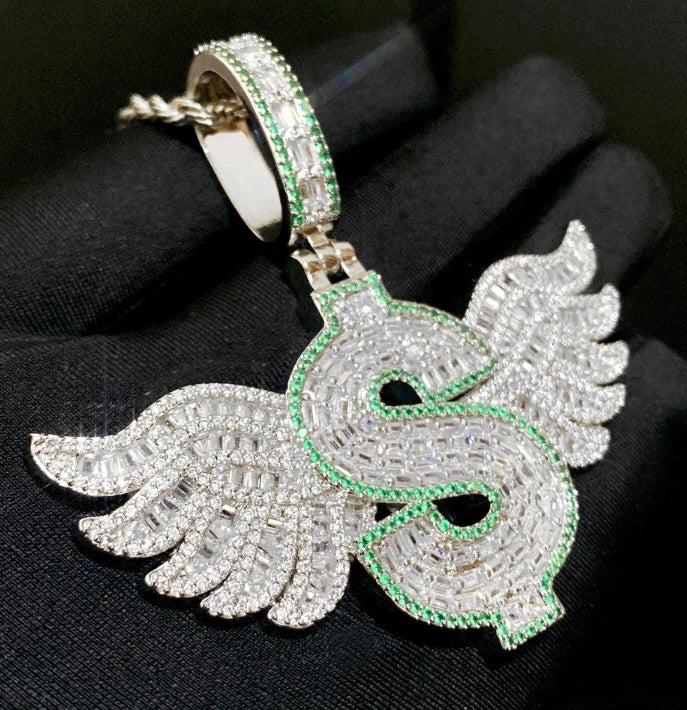 Signe dollar avec pendentif ailes