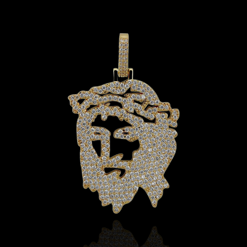 Pendentif Tête de Jésus Ouvert Plaqué Or