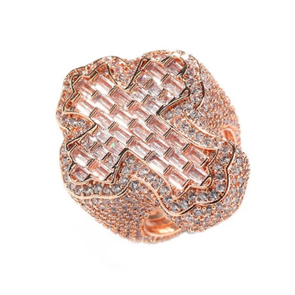 Plaqué Or Rose | Bague croix diamant baguette