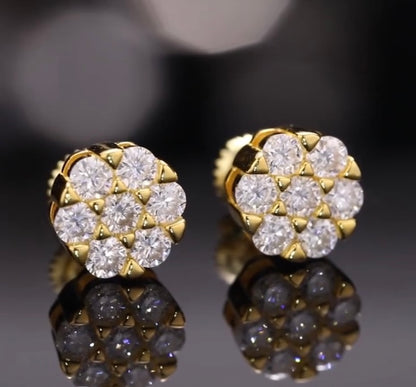 Boucles d'oreilles en argent avec 7 diamants Moissanite