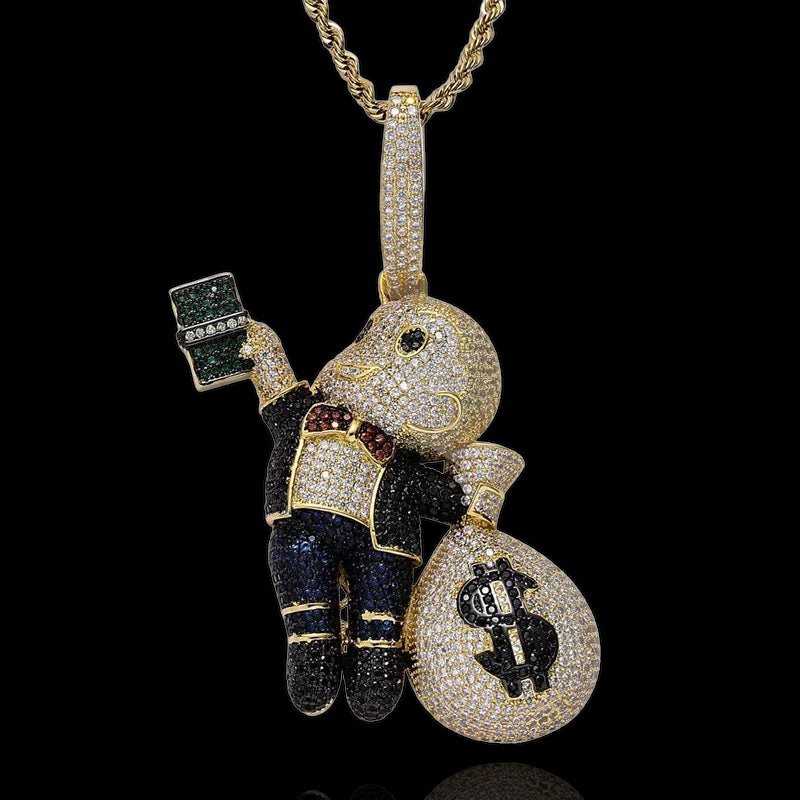 Pendentif Cartoon plaqué or avec sac d'argent