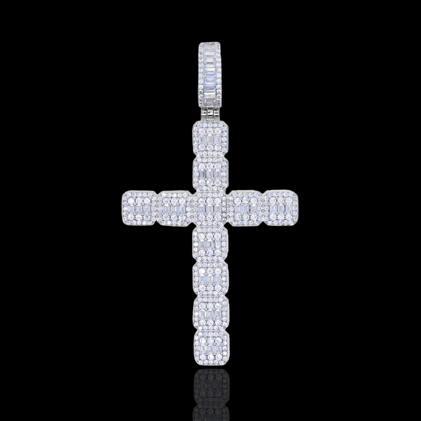 Clustered Baguette Cross Pendant