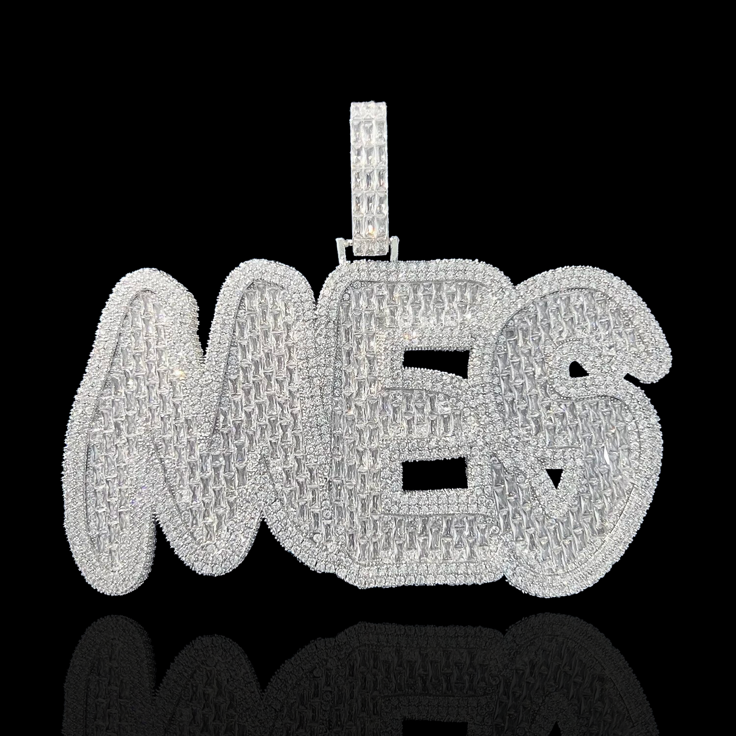 Porte-nom personnalisé XXL Iced Out Baguette