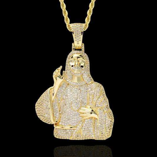 Pendentif Jésus demi-corps plaqué or de qualité supérieure