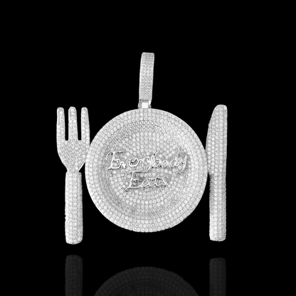 Pendentif Iced Out "Tout le monde mange" 