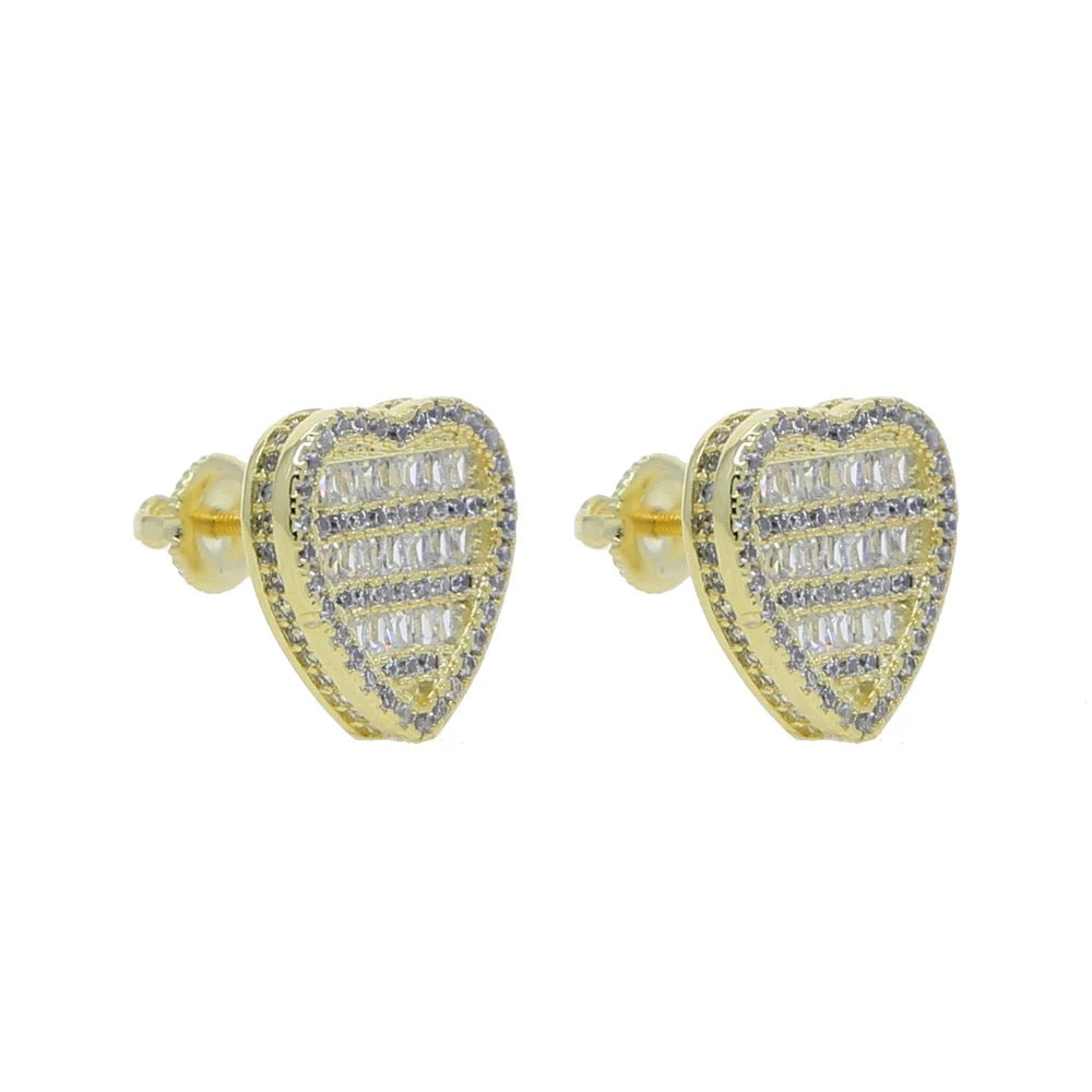 Boucles d'Oreilles Coeur Plaqué Or Glacé 15mm