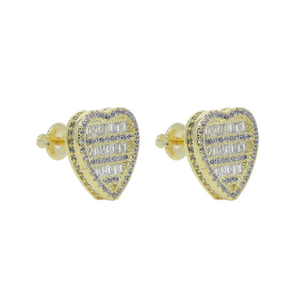 Boucles d'Oreilles Coeur Plaqué Or Glacé 15mm