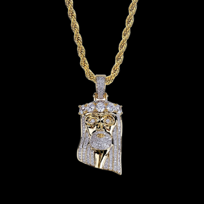 Pendentif Jésus avec 5 gros diamants de laboratoire