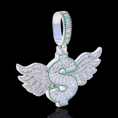 Signe dollar avec pendentif ailes