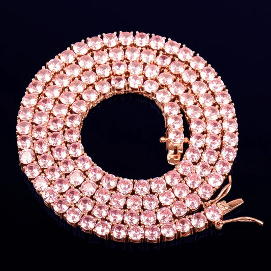 4MM Roze Diamanten Tennis Ketting