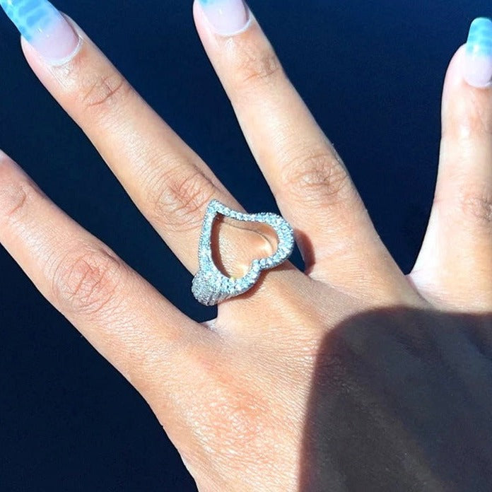 Bague coeur diamant ouvert