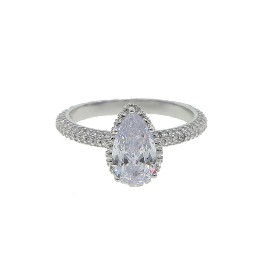 Bague de fiançailles diamant poire | Argent 925