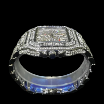 Iced Out King Square Skeleton Horloge