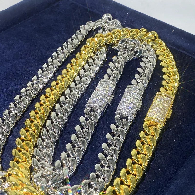 Collier cubain Moissanite Diamond Iced-Lock