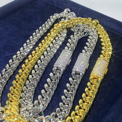 Collier cubain Moissanite Diamond Iced-Lock