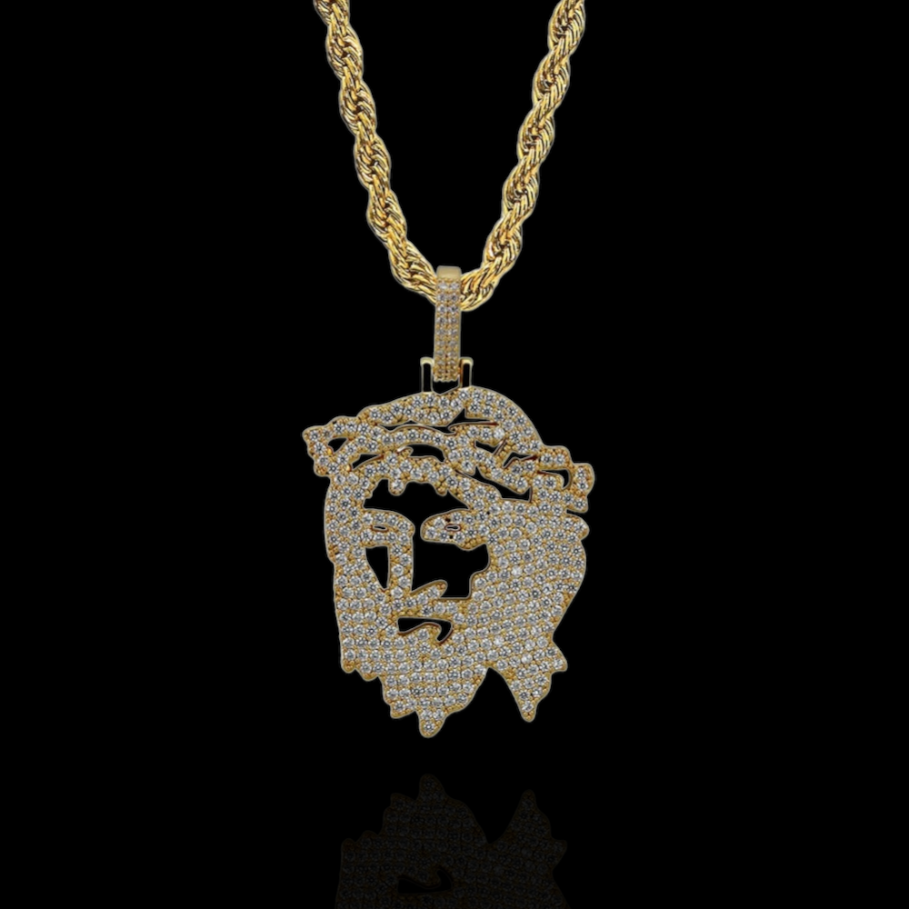 Pendentif Tête de Jésus Ouvert Plaqué Or