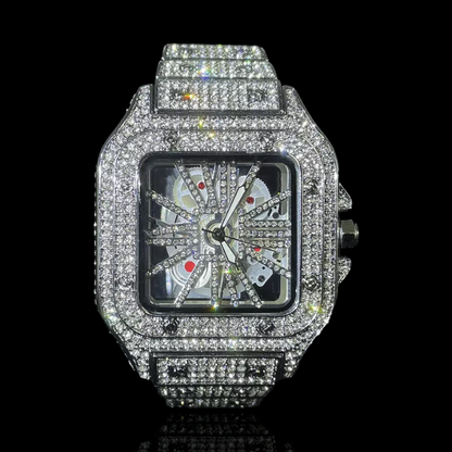 Iced Out King Square Skeleton Horloge