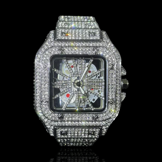 Montre King Square Skeleton Fully Iced Out