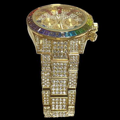 Montre chronographe Iced Out Rainbow