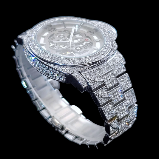 Iced out skeleton watch sales