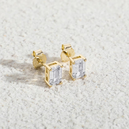 Boucles d'oreilles diamant baguette plaqué or
