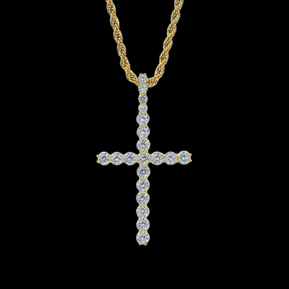 Pendentif Croix Tennis Plaqué Or