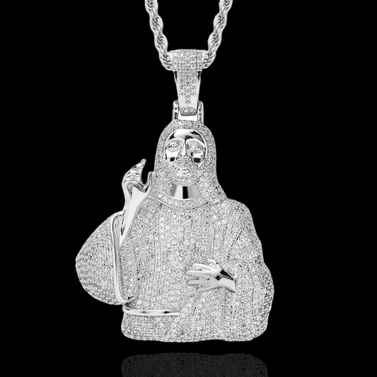 Pendentif Jésus glacé demi-corps de qualité supérieure