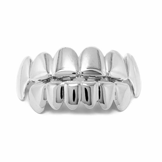 Ensemble Fang Grillz Plaqué Or Blanc