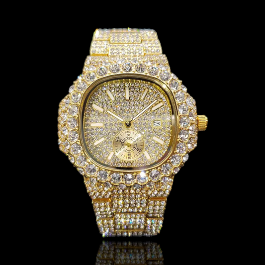 Montre Master Entièrement Glacée Plaquée Or