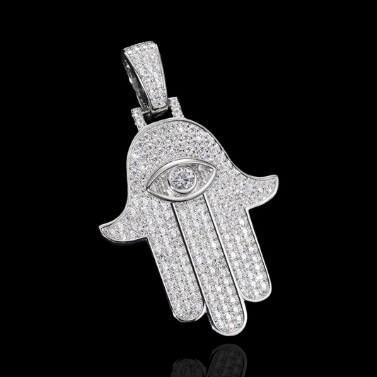 Zilveren Moissanite Diamanten Hamsa Hand