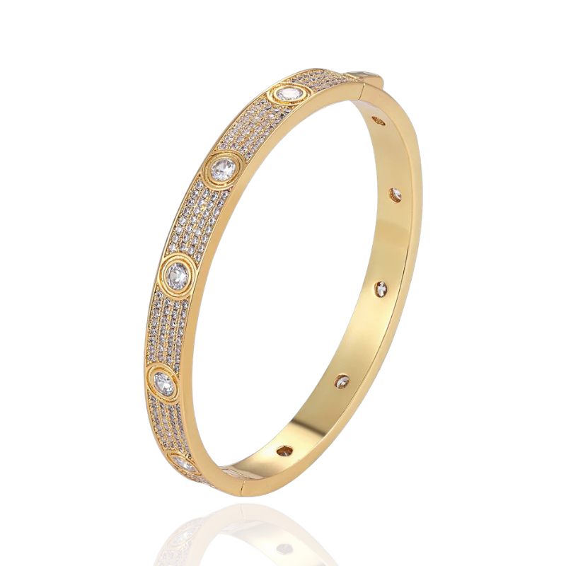 Diamond Eternity Bangle | Gold Plated