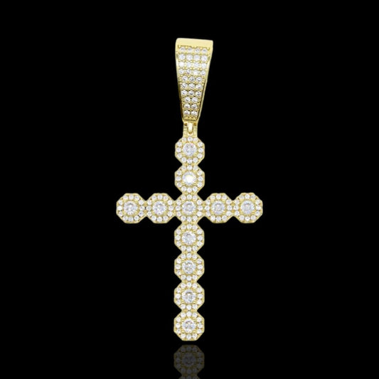 Pendentif Croix Clustered Plaqué Or