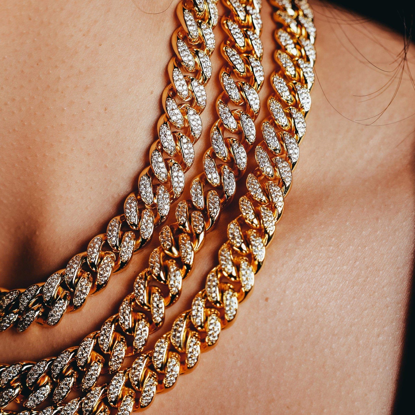 12mm Gold Plated Diamonds Miami Cuban
