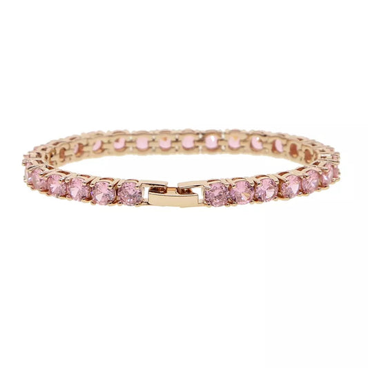 Bracelet Tennis 5MM avec Diamants Roses