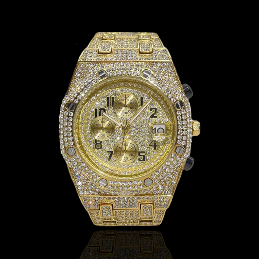 Gold Plated Diamanten Royal Chronograph Watch