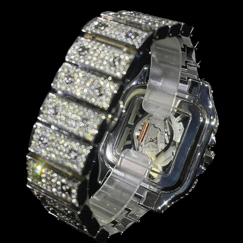 Iced Out King Square Skeleton Horloge