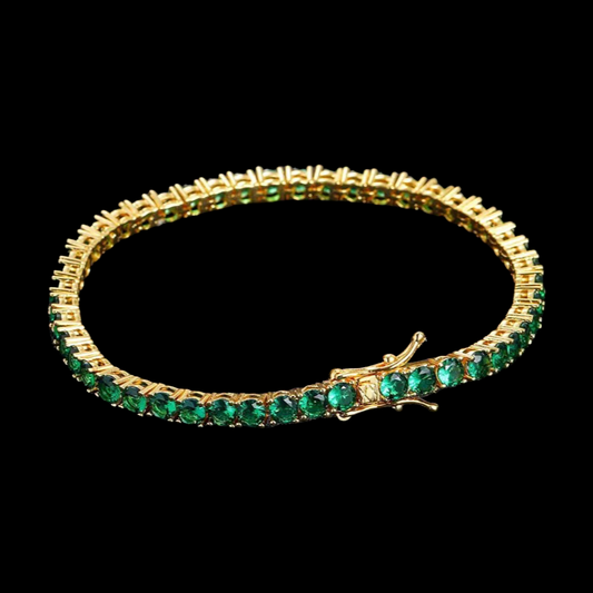 Gold Plated | Emerald Green Tennis Bracelet