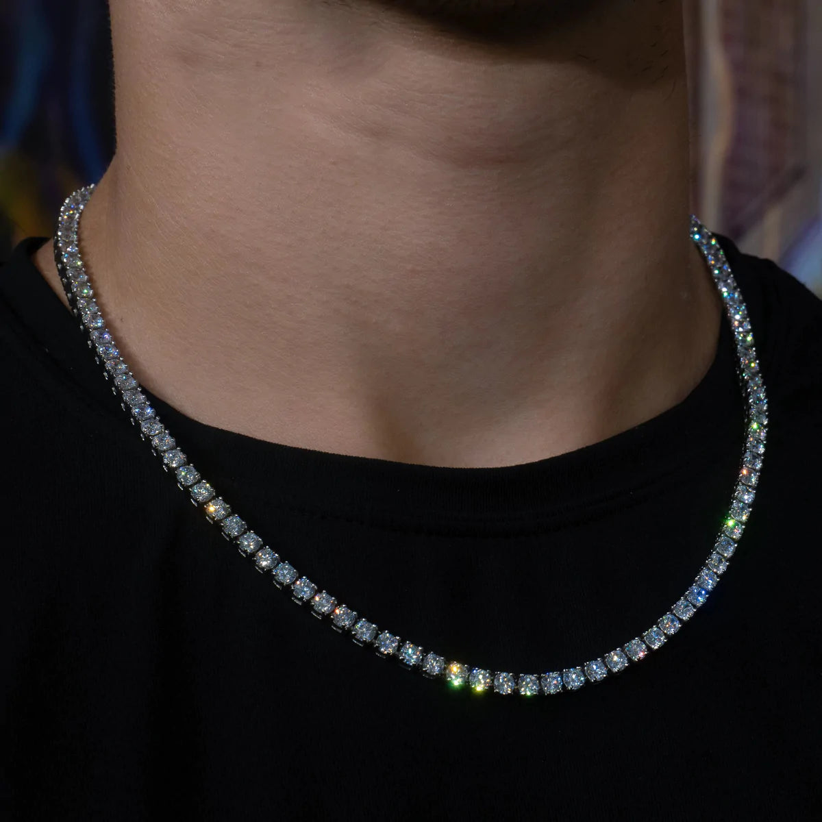 Collier Tennis Diamant Moissanite Argent 4mm