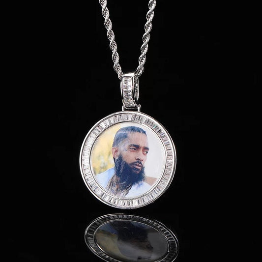 Pendentif Photo Diamant Baguette Personnalisé