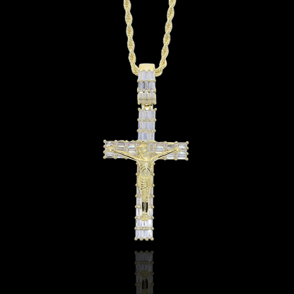 Croix de Jésus plaqué or glacé