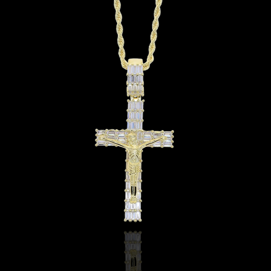 Croix de Jésus plaqué or glacé