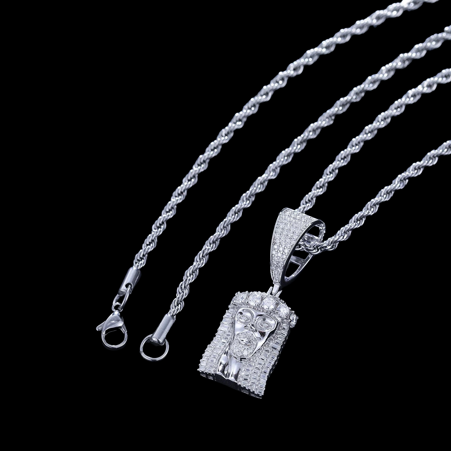 Zilveren Moissanite diamanten Jezus hanger