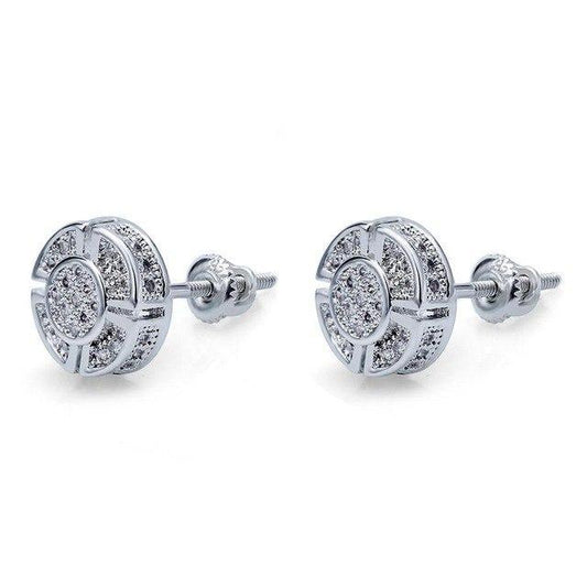 8mm Silverplated 360 Cross Oorbellen - ICED OUT